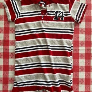 BabiesRUs Red and White Striped Polo Romper size 3-6 month boys